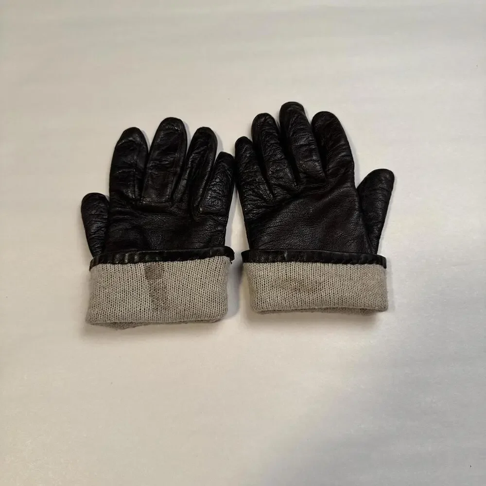 Vintage quiet Luxury brown Leather Gloves‎
